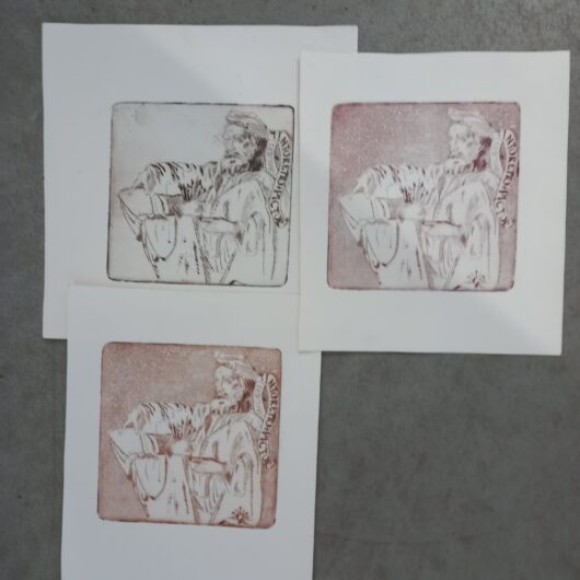 3 proefdrukken van etsjes of litho's