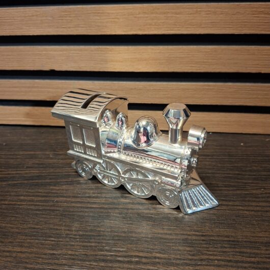 Verzilverde locomotief spaarpot kopen bij RataPlan webshop!