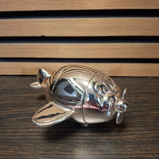 Verzilverde vliegtuig spaarpot kopen bij RataPlan webshop!